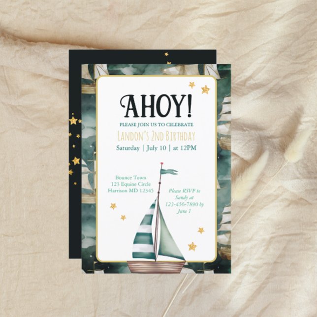 Invitation Bateau à voile vintage Nautique Anniversaire (Créateur téléchargé)