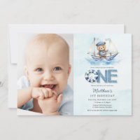 Bateau bleu marine Teddy Bear 1er Anniversaire Pho