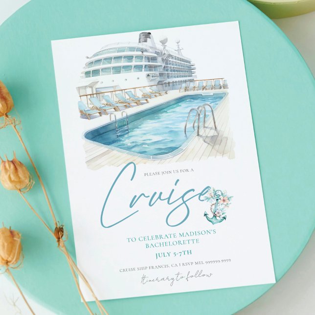 Invitation Bateau d'aquarelle Cruise Bachelorette Party (Créateur téléchargé)