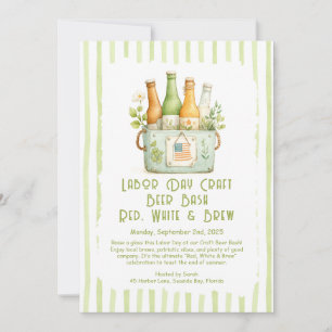 Invitation Bateau de la Fête du Travail - Rouge, Blanc, brass