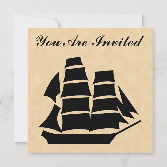 Invitation Bateau de pirate. Bateau de navigation (Devant)