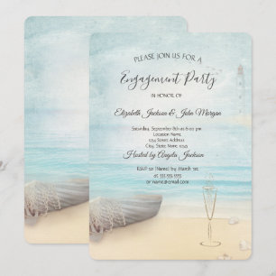 Invitation Bateau de plage Phare Verre Fiançailles