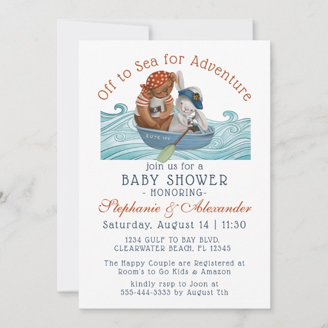 Invitation Bateau nautique Ahoy C'est un bébé (Devant)