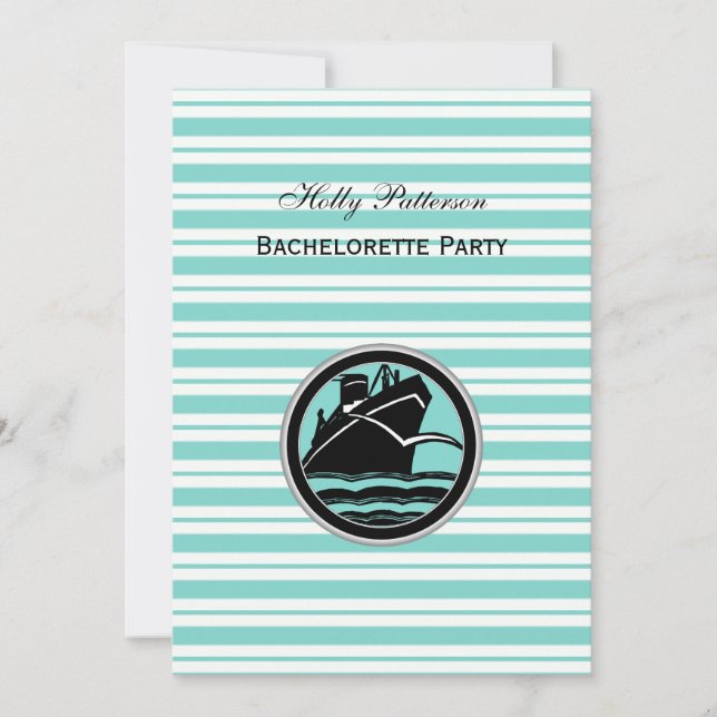 Invitation Bateau Nautique Bleu Bleu Blancs V Bachelorette (Devant)