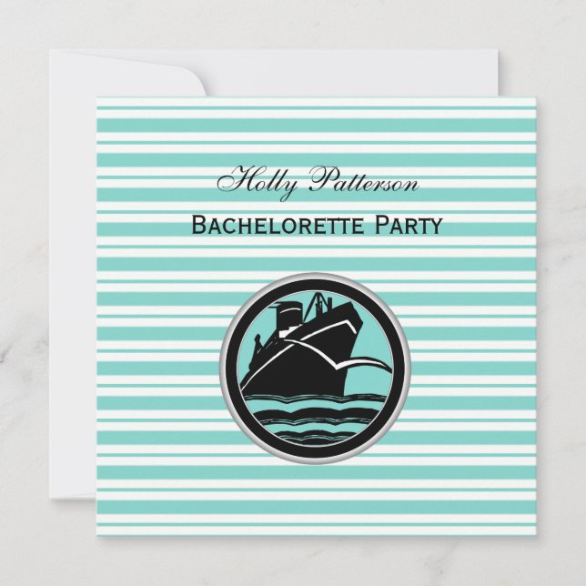 Invitation Bateau Nautique Lt Blu Whale Stripe #2 SQ Bachelor (Devant)