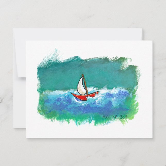 Invitation Bateau original d'amusement de navigation peignant (Devant)