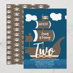 Invitation Bateau Pirate Anniversaire Ahoy Party Tout âge Bro