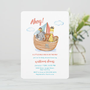 Invitation Bateau pirate safari sauvage animaux Baby Shower  