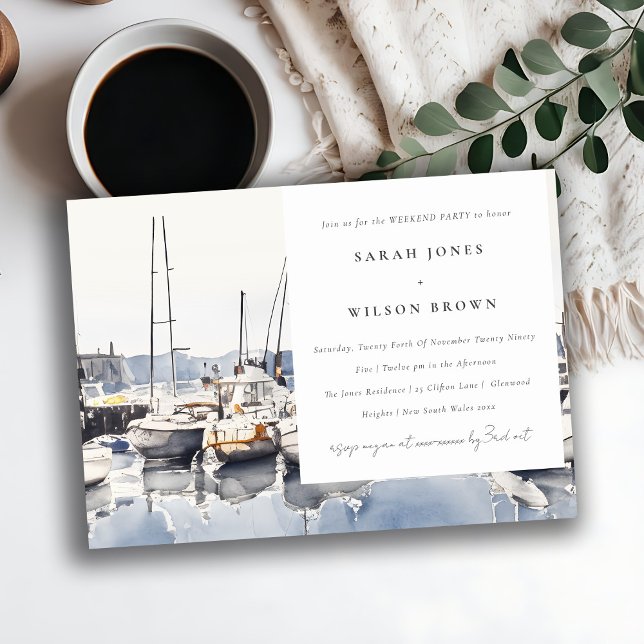 Invitation Bateaux côtiers au paysage marin de la fête de wee (Créateur téléchargé)