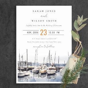 Invitation Bateaux côtiers en boue à Harbour Mariage