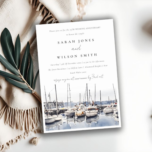 Invitation Bateaux côtiers en boue à Harbour Seascape Anniver (Créateur téléchargé)