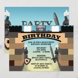 Invitation Bâtiment Brown Blocs Château Anniversaire Invitati