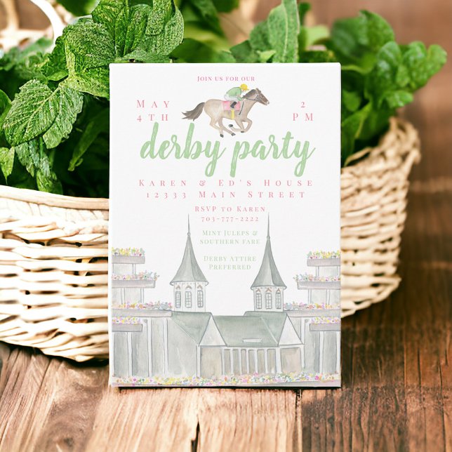 Invitation Bâtiment Jockey du Parti Derby à Aquarelle (Créateur téléchargé)