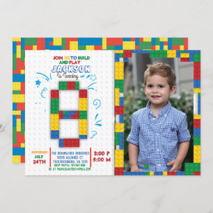 Invitation Bâtiments Blocs Anniversaire Briques 8 ans Invitat