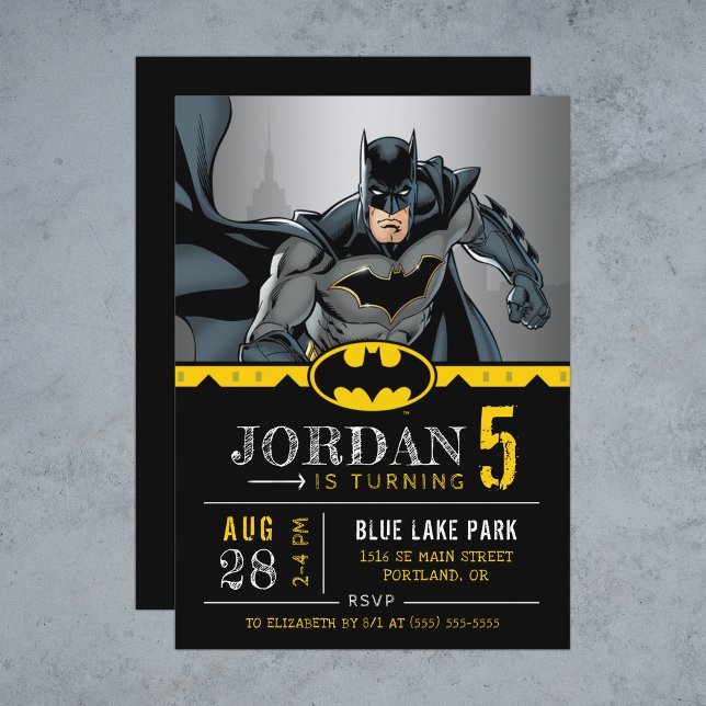 Invitation Batman | Chalkboard Joyeux anniversaire (Créateur téléchargé)