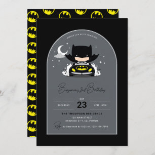 Invitation Batman - Lune et étoiles Anniversaire