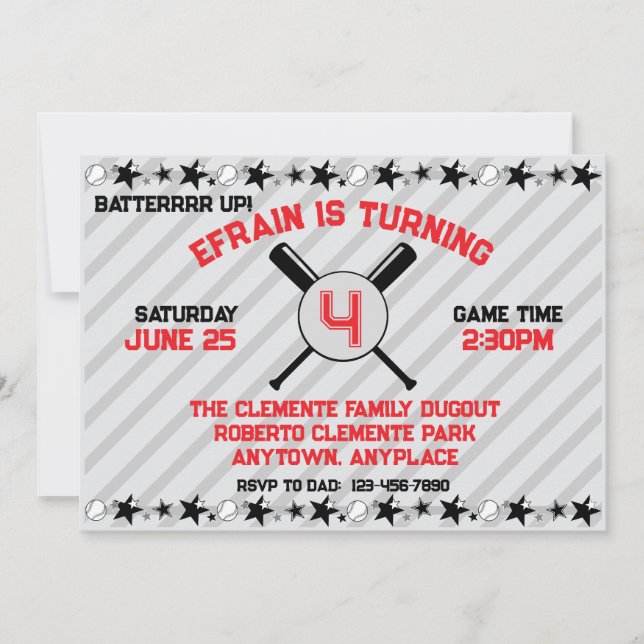 Invitation Batte Up Baseball Anniversaire (Devant)