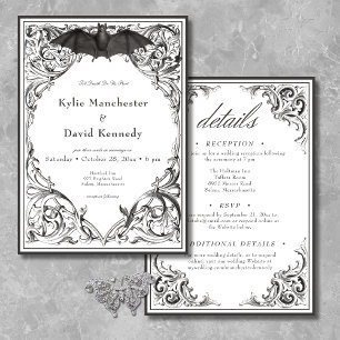 Invitation Batte victorienne jusqu'à la mort Noir & Blanc Deu
