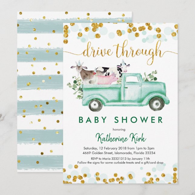 Invitation Batterie de Baby shower (Devant / Derrière)