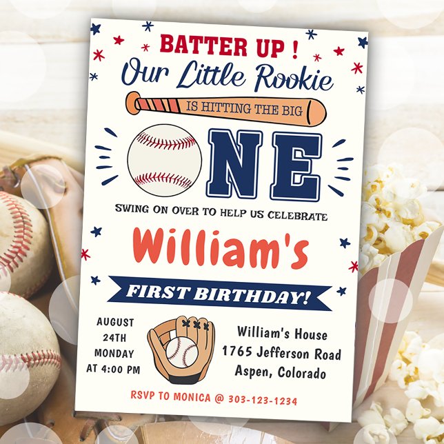 Invitation Batterie de baseball 1er anniversaire (Créateur téléchargé)