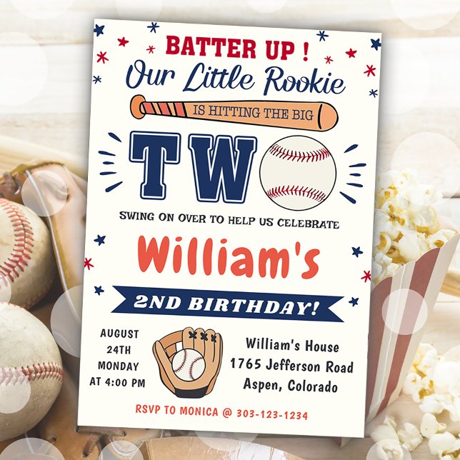 Invitation Batterie de baseball 2e fête d'anniversaire (Créateur téléchargé)