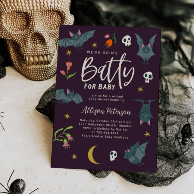 Invitation Batterie de chauves-souris violette pour Baby show (Créateur téléchargé)