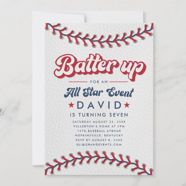 Invitation Batterie Tous les événements Star Baseball (Devant)