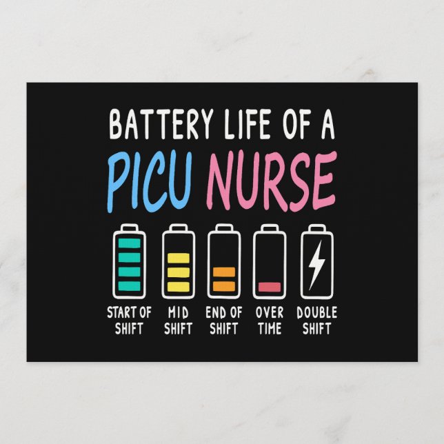 Invitation Battery life of a PICU nurse humor chart (Devant)