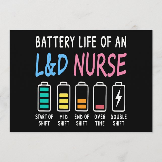 Invitation Battery life of an L&D nurse humor chart (Devant)