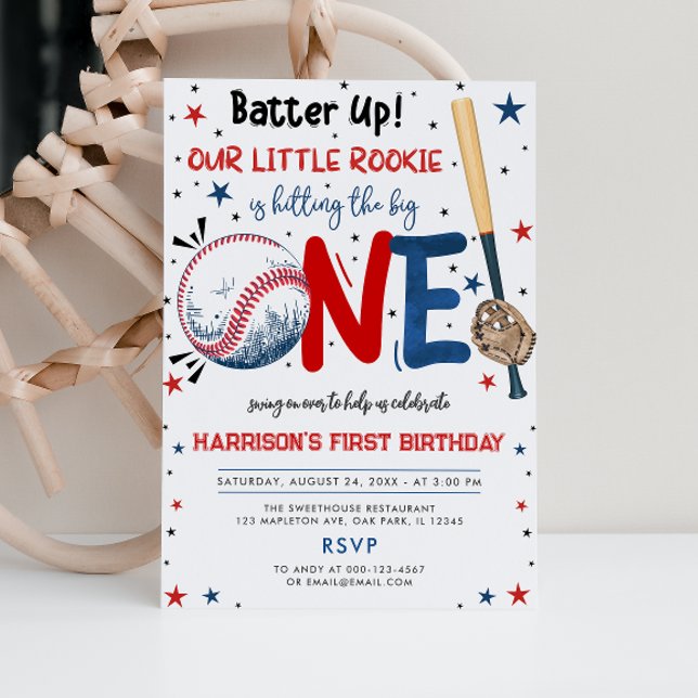 Invitation Battez notre petit rookie Baseball 1er anniversair (Créateur téléchargé)