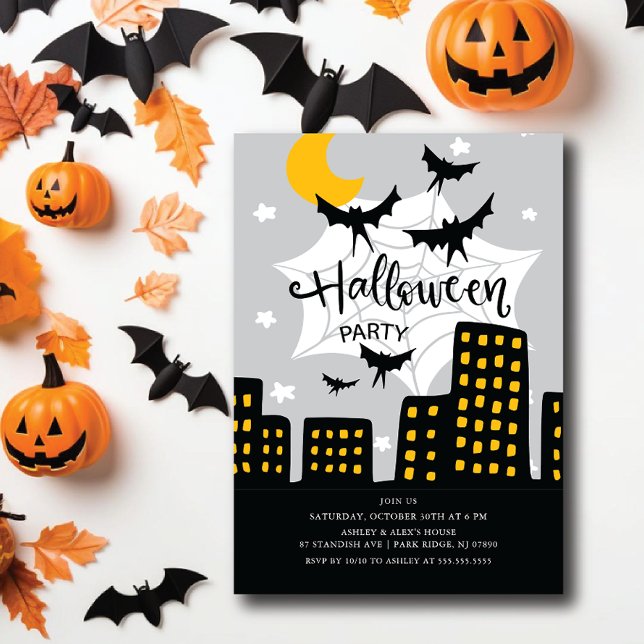 Invitation Batty Cityscape Halloween (Créateur téléchargé)