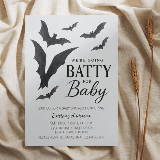 Invitation Batty Pour Bébé Halloween chauves-souris Baby show