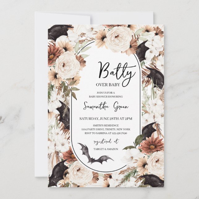 Invitation Batty pour le Baby shower (Devant)