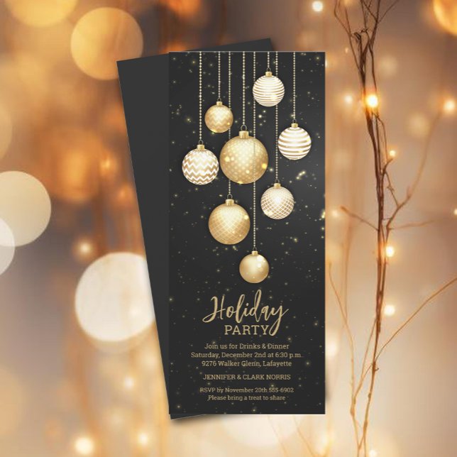 Invitation Baubles d'or Arbre de Noël Ornements (Créateur téléchargé)