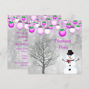 Invitation Baubles, Winter Tree & Snowman Christmas Party