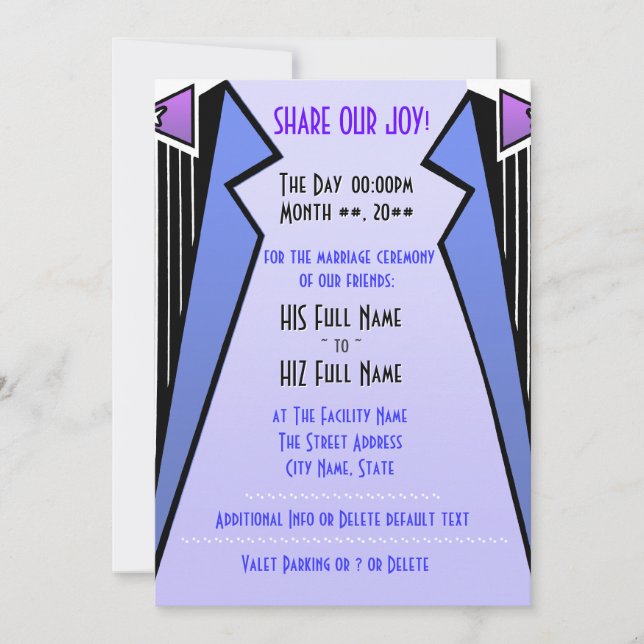 Invitation Bauhaus Tuxedo - LBV (Cérémonie Mariage) (Devant)