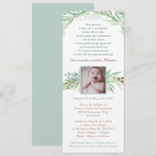 Invitation Bautizo Espagnol Pour Garçon, Printemps Feuille ve