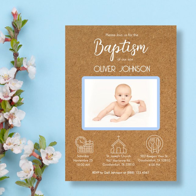 Invitation Bautizo Invitacion for boys Catholic Cute Baptism (Créateur téléchargé)