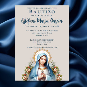Invitation Bautizo Virgen de Guadalupe Baptême mexicain