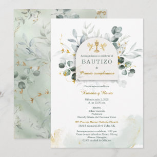 Invitation Bautizo y Primer Cumpleanos de Mellizos