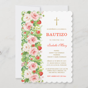 Invitation Bautizo y Primer Cumpleaños Fresa
