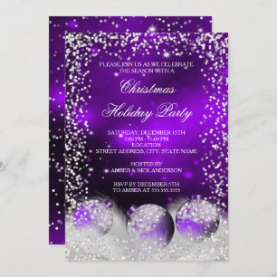 Invitation Bauve de neige violette Noël Fête de Noël