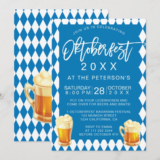 Invitation Bavarois de typographie de partie de festival (Devant / Derrière)