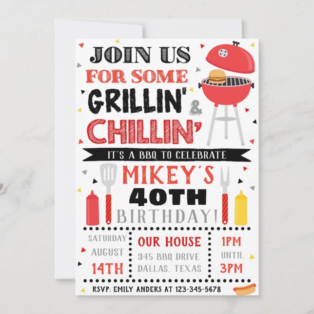 Invitation BBQ Adulte BBQ Invitation Anniversaire (Devant)