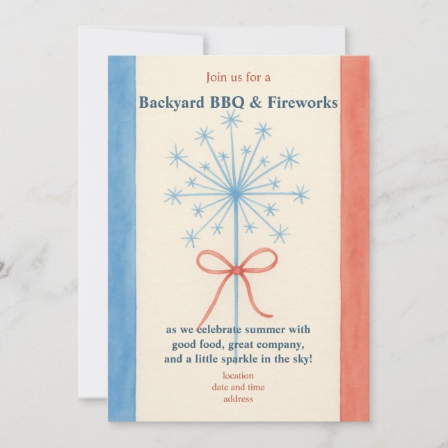 Invitation BBQ Americana Watercolor (Devant)