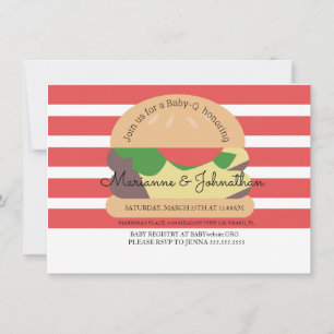 Invitation BBQ Baby Shower Baby Q Hamburger de jardin