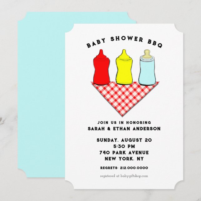Invitation BBQ Baby shower créatif (Devant / Derrière)