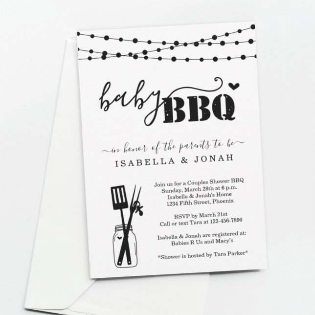 Invitation BBQ Bébé - Couples Douche Bébé Q BaByQ Barbeque (Créateur téléchargé)