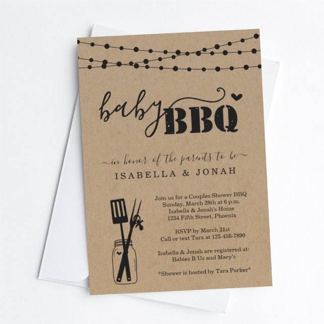 Invitation BBQ Bébé - Couples Douche Bébé Q BaByQ Barbeque (Créateur téléchargé)