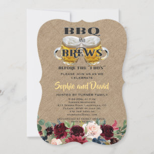 Invitation BBQ & BREWS avant le Fiançailles floral "I DO'S"